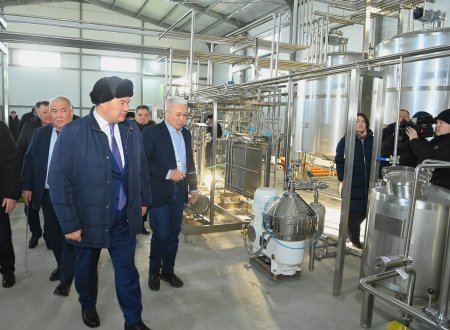 АЙМАҚ БАСШЫСЫ ТҮЙЕ СҮТІНЕН ҚҰРҒАҚ ҰНТАҚ ШЫҒАРАТЫН ЗАУЫТ ҚҰРЫЛЫСЫМЕН ТАНЫСТЫ